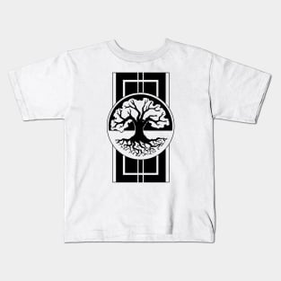 Tree and Roots - Original Logo Banner Sigil - Dark Design for Light Shirts Kids T-Shirt